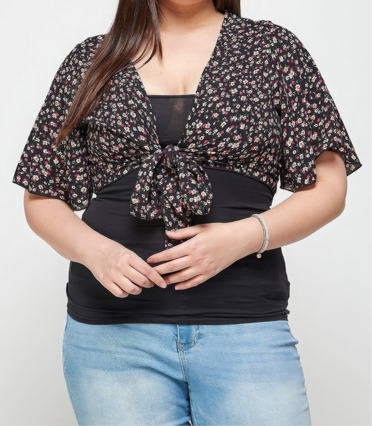 Ditsy Floral Print Cropped Bolero Cardigan