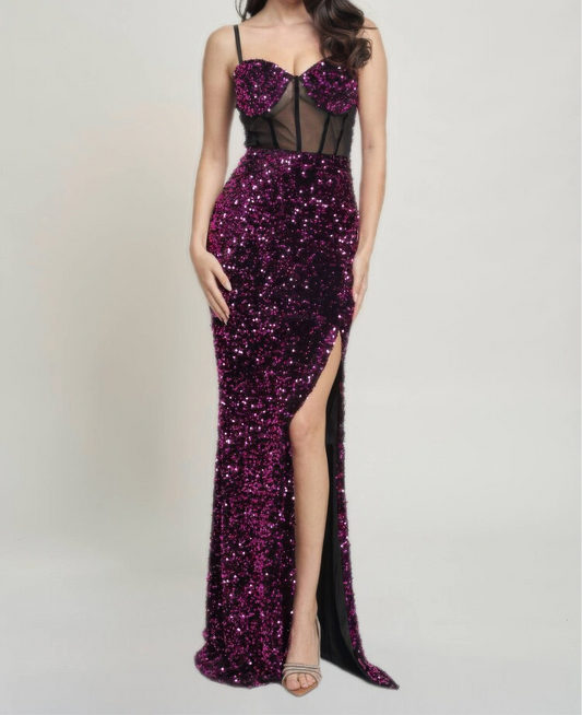 Cecily Teddy Velvet Corset Maxi Dress