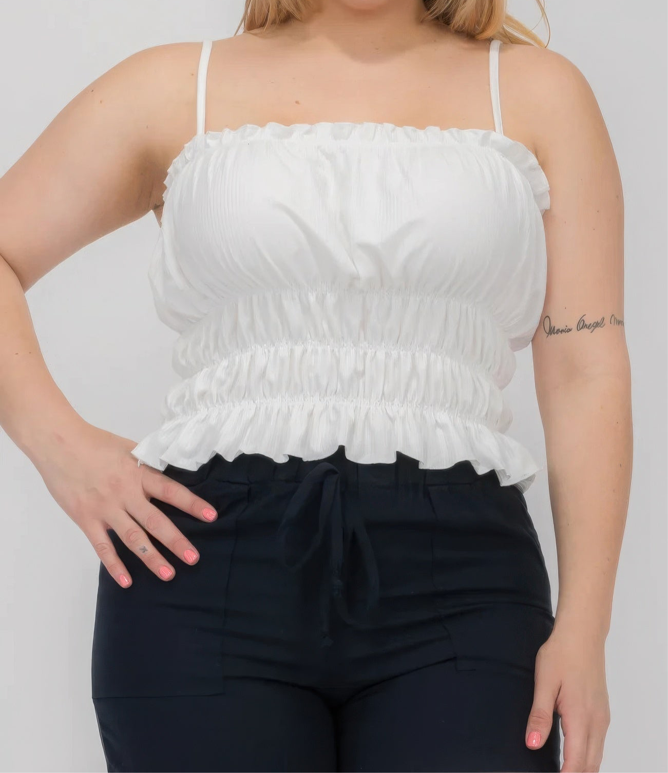 Tiered Shirred Body Crop Top