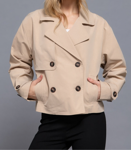 Double Breasted Short Trench Jacket