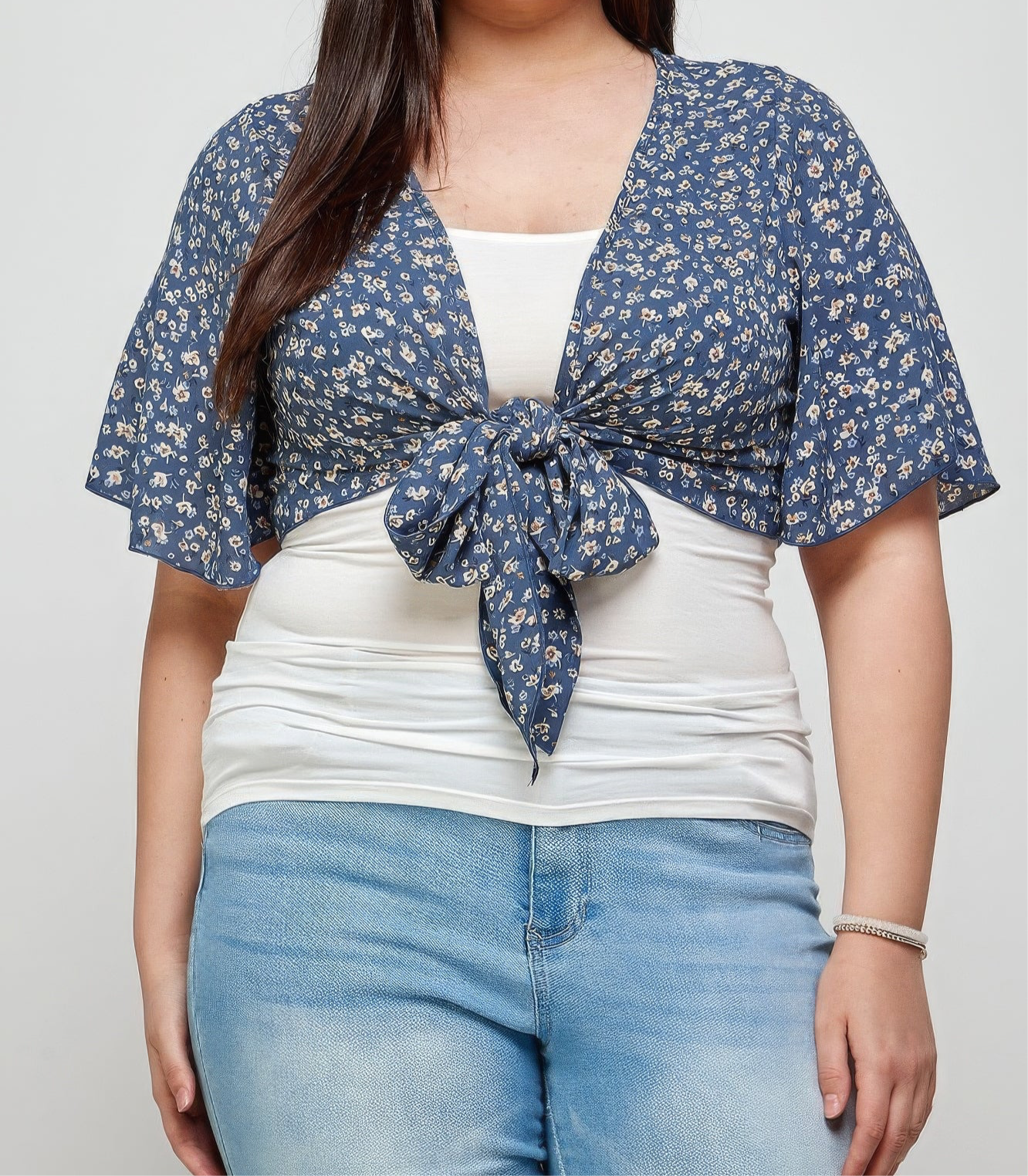 Ditsy Floral Print Cropped Bolero Cardigan