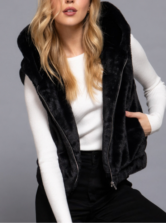 Hoodie Faux Fur Vest