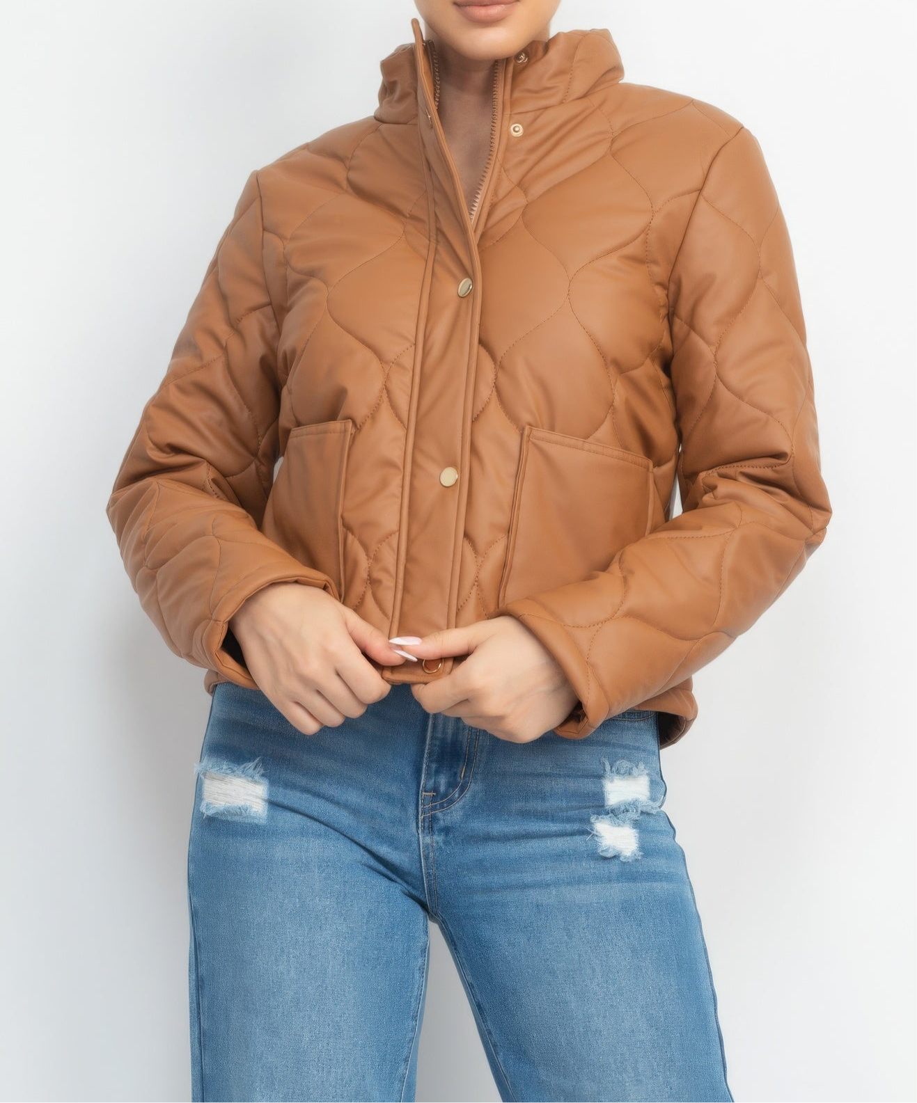 Mock Neck Quilted Jacket