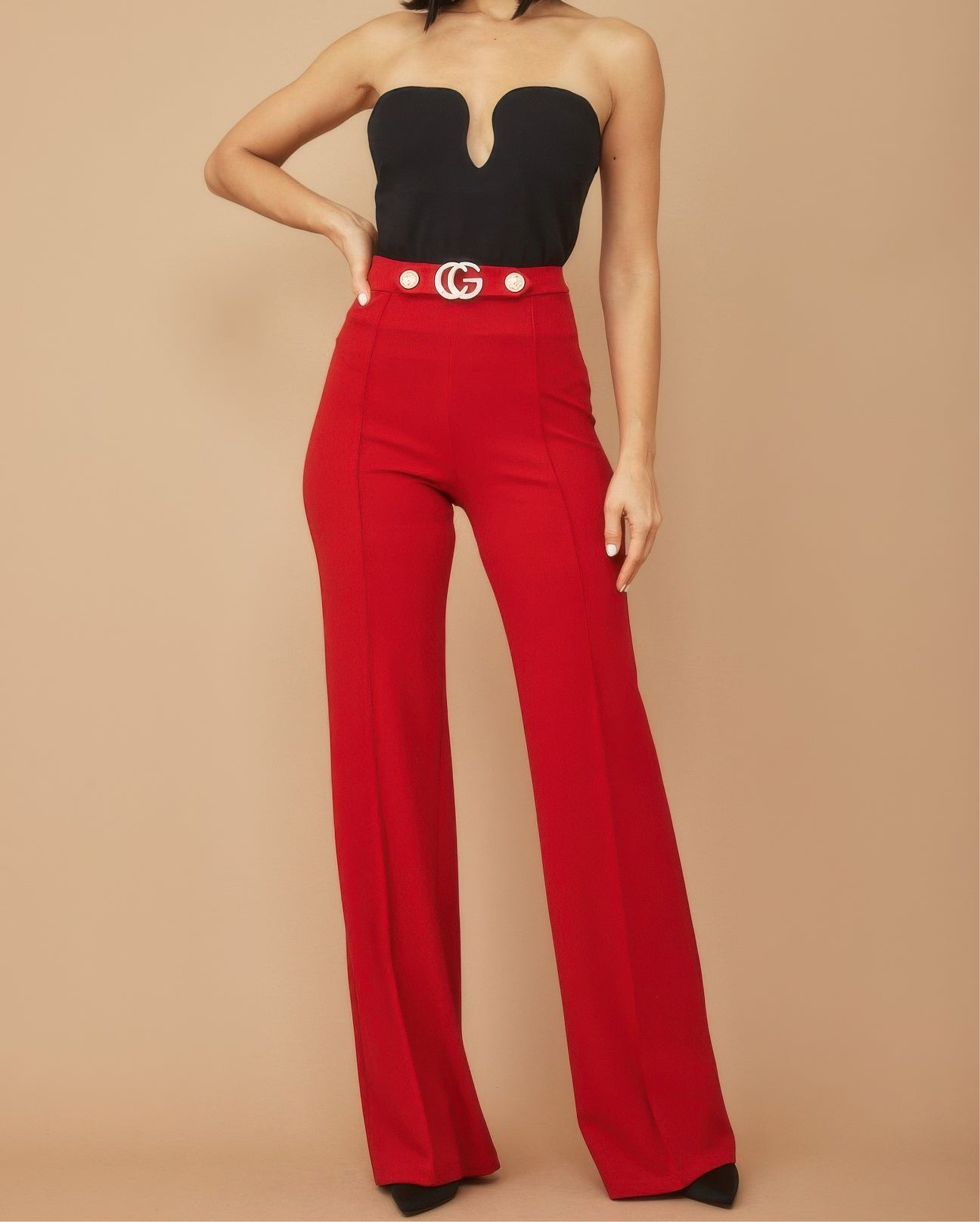 Cg Buckle And Button Detail Pants