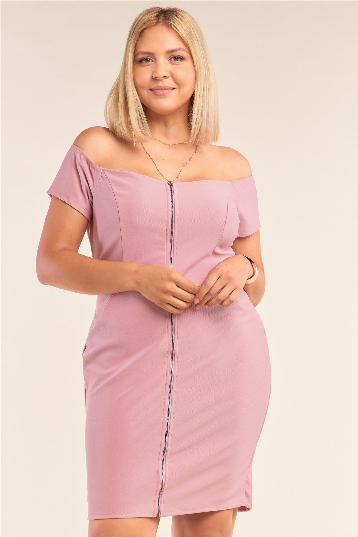 Fitted Off-the-shoulder Bodycon Mini Dress