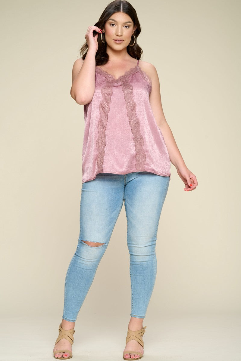 Solid Satin Cami Woven Tank Top