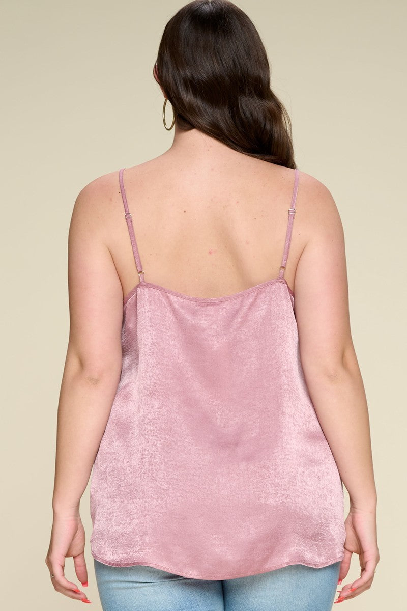 Solid Satin Cami Woven Tank Top