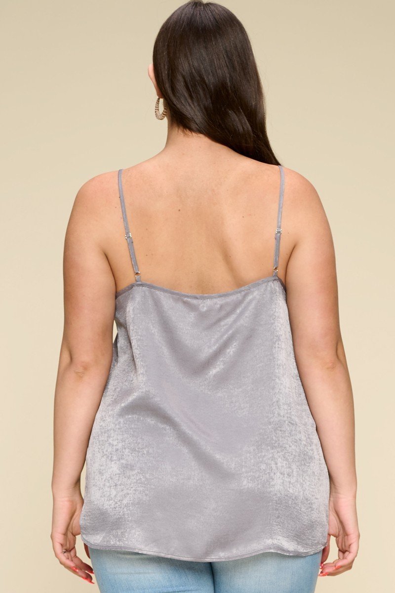 Solid Satin Cami Woven Tank Top