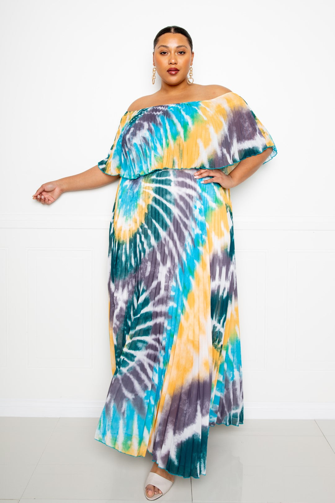 Tie Dye Pleated Maxi Dress