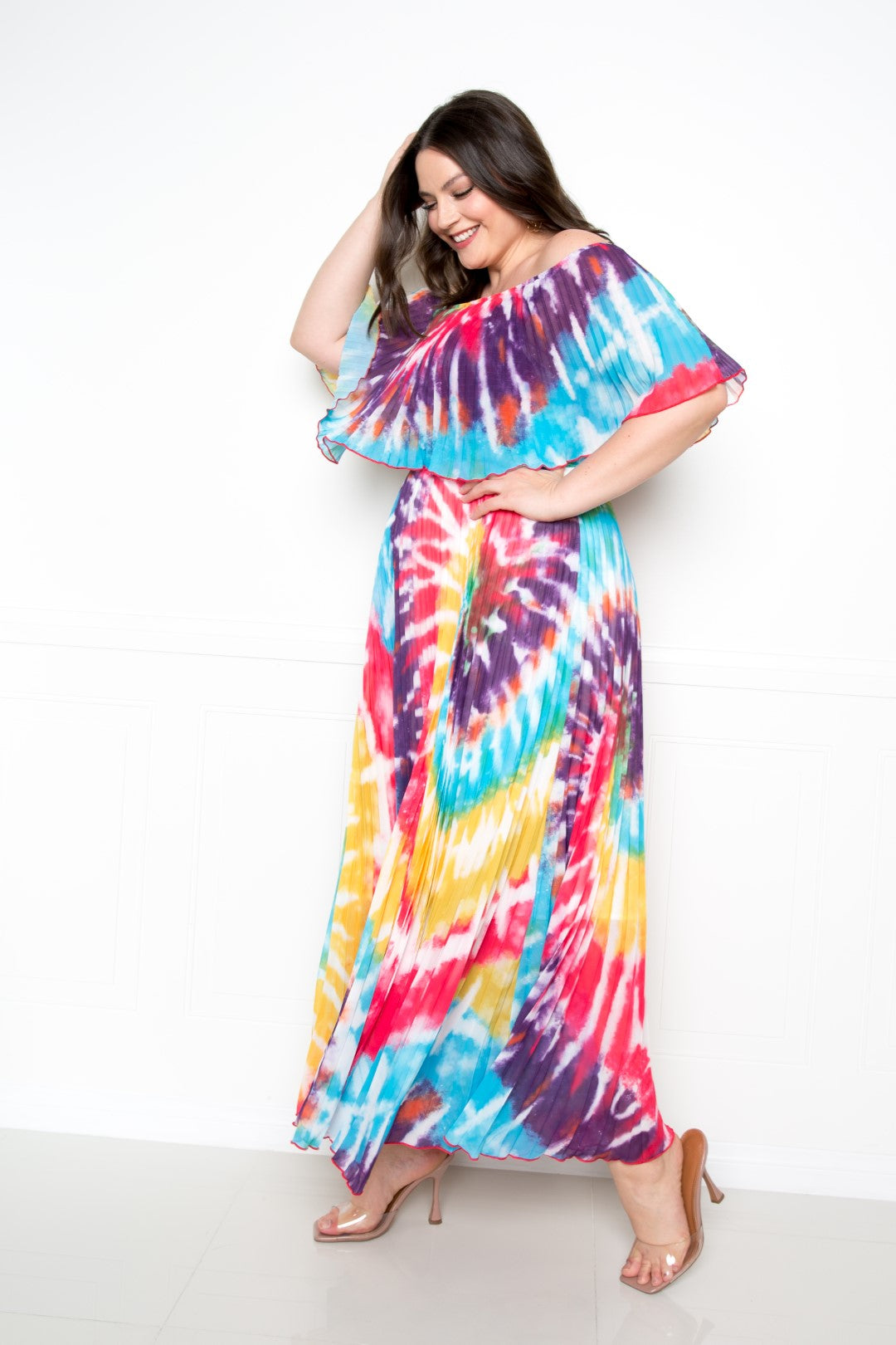 Tie Dye Pleated Maxi Dress