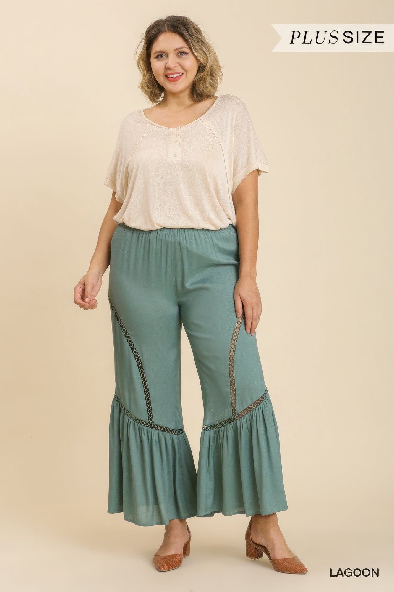 Wide Leg Lace Tape Pants