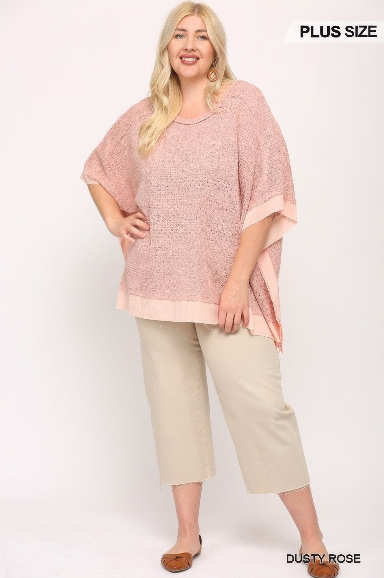 Light Knit And Woven Mixed Boxy Top