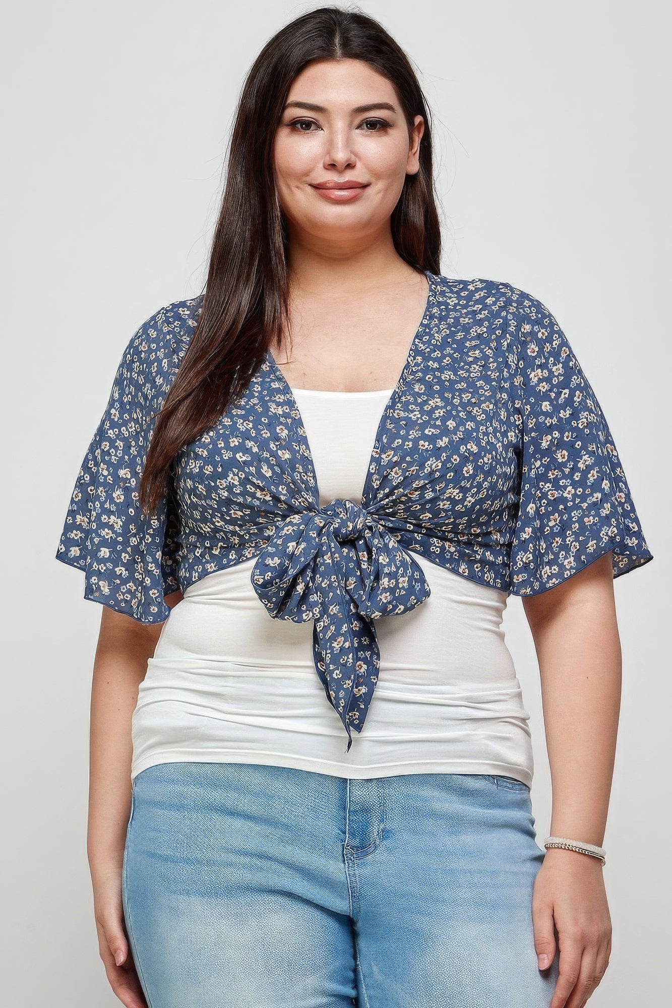 Ditsy Floral Print Cropped Bolero Cardigan