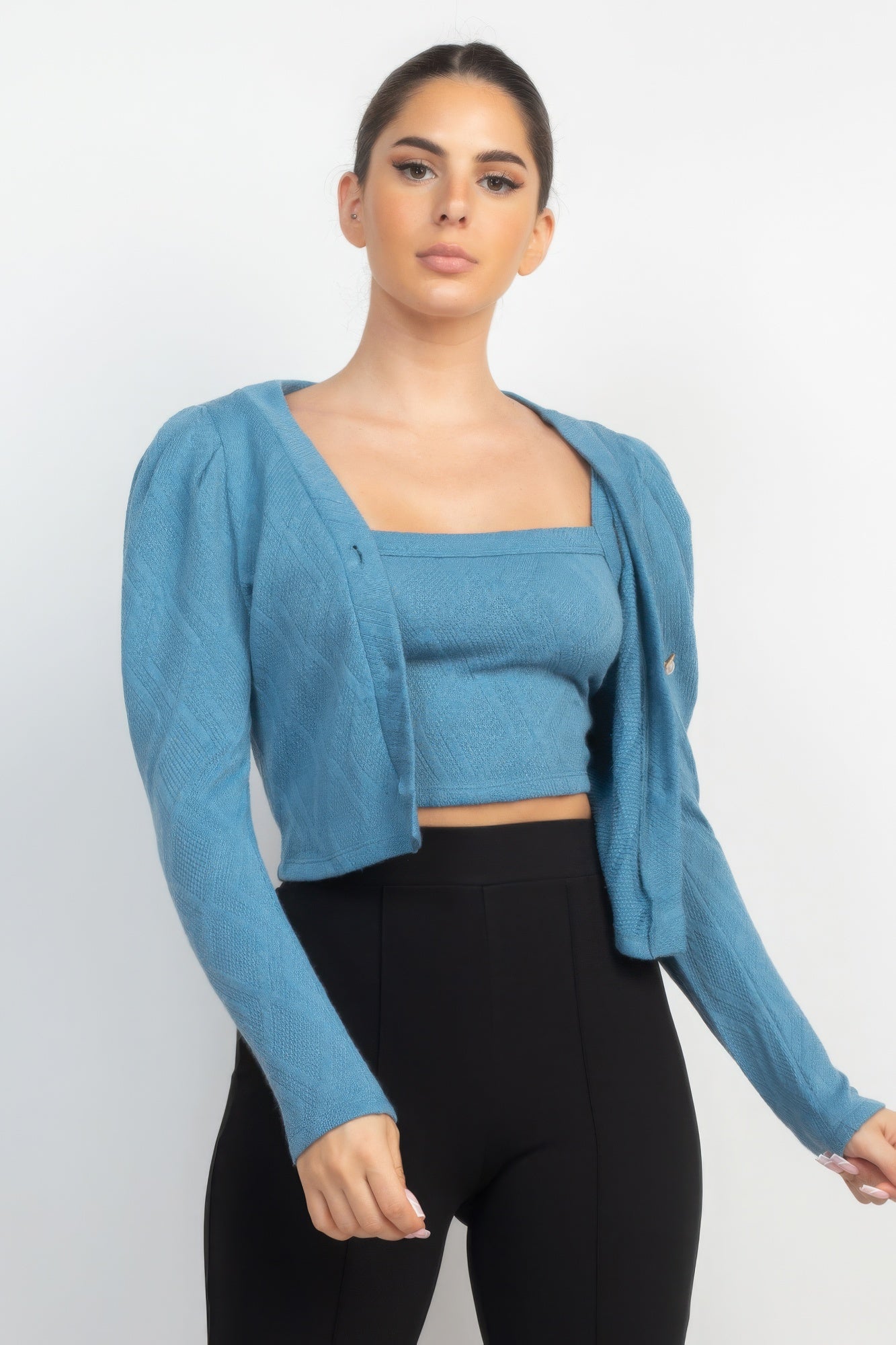 Geometric Cami Blazer Top Set