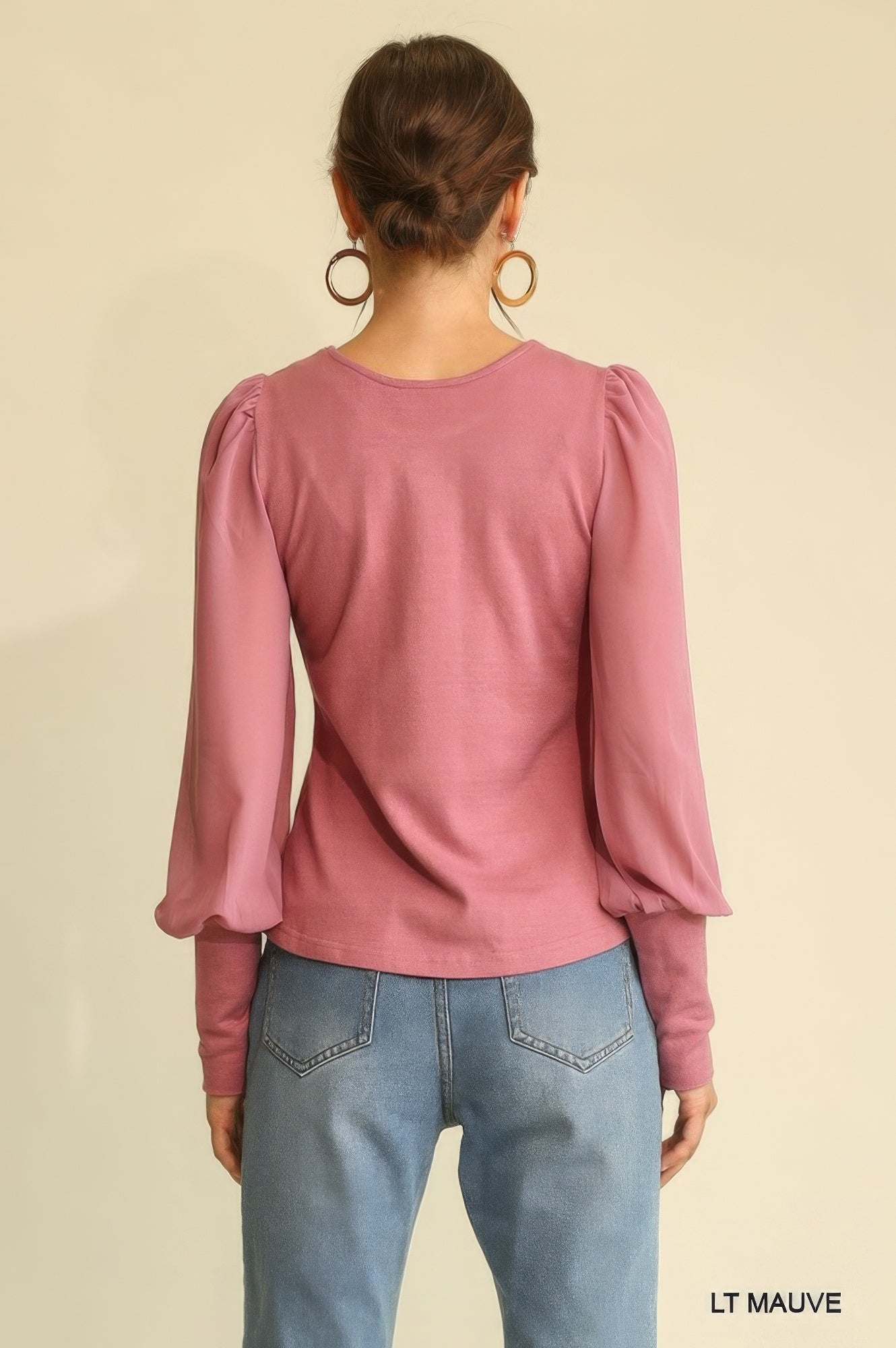 Solid Knit And Chiffon Mixed Top