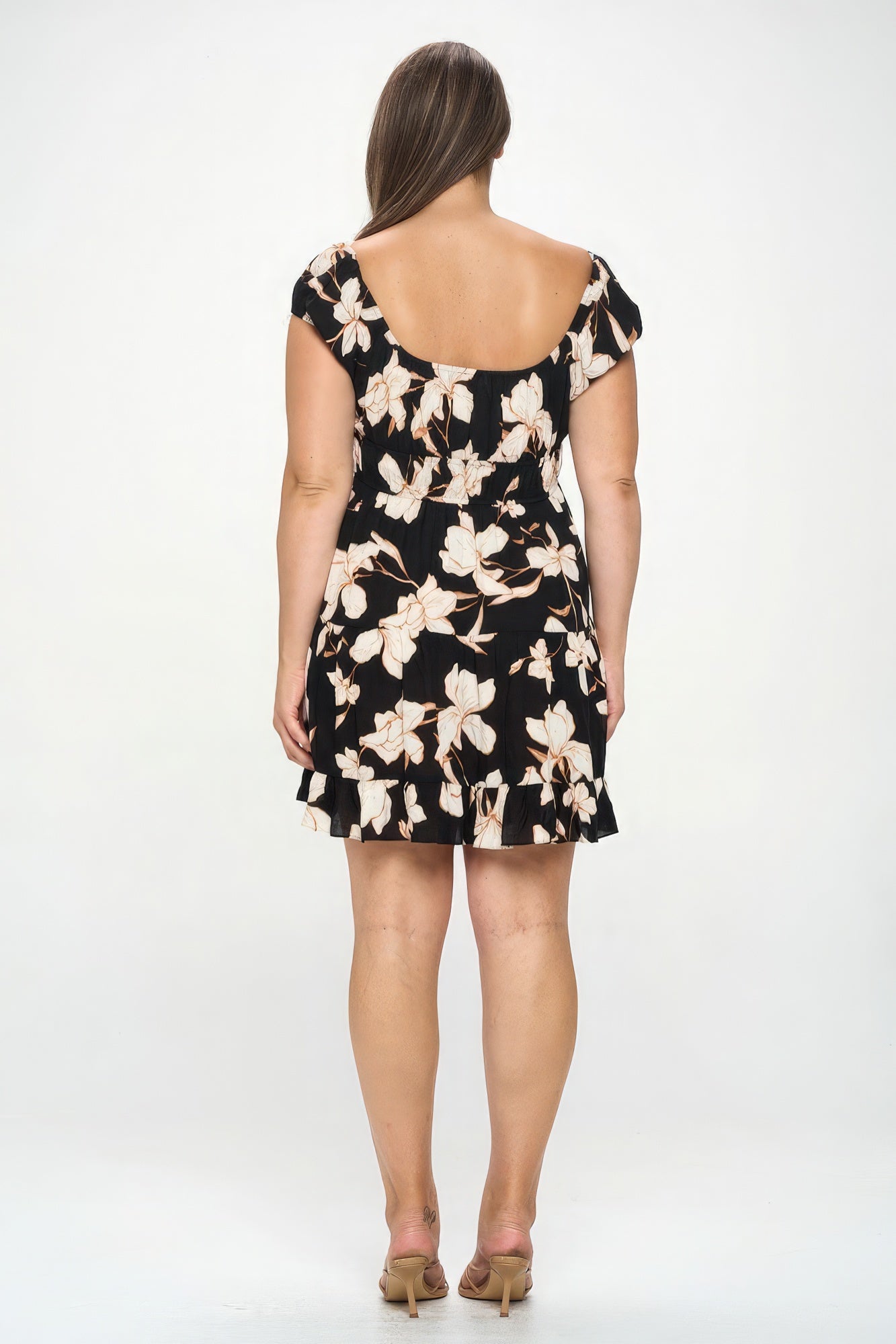 Floral Front Tie Ruffle Mini Dress