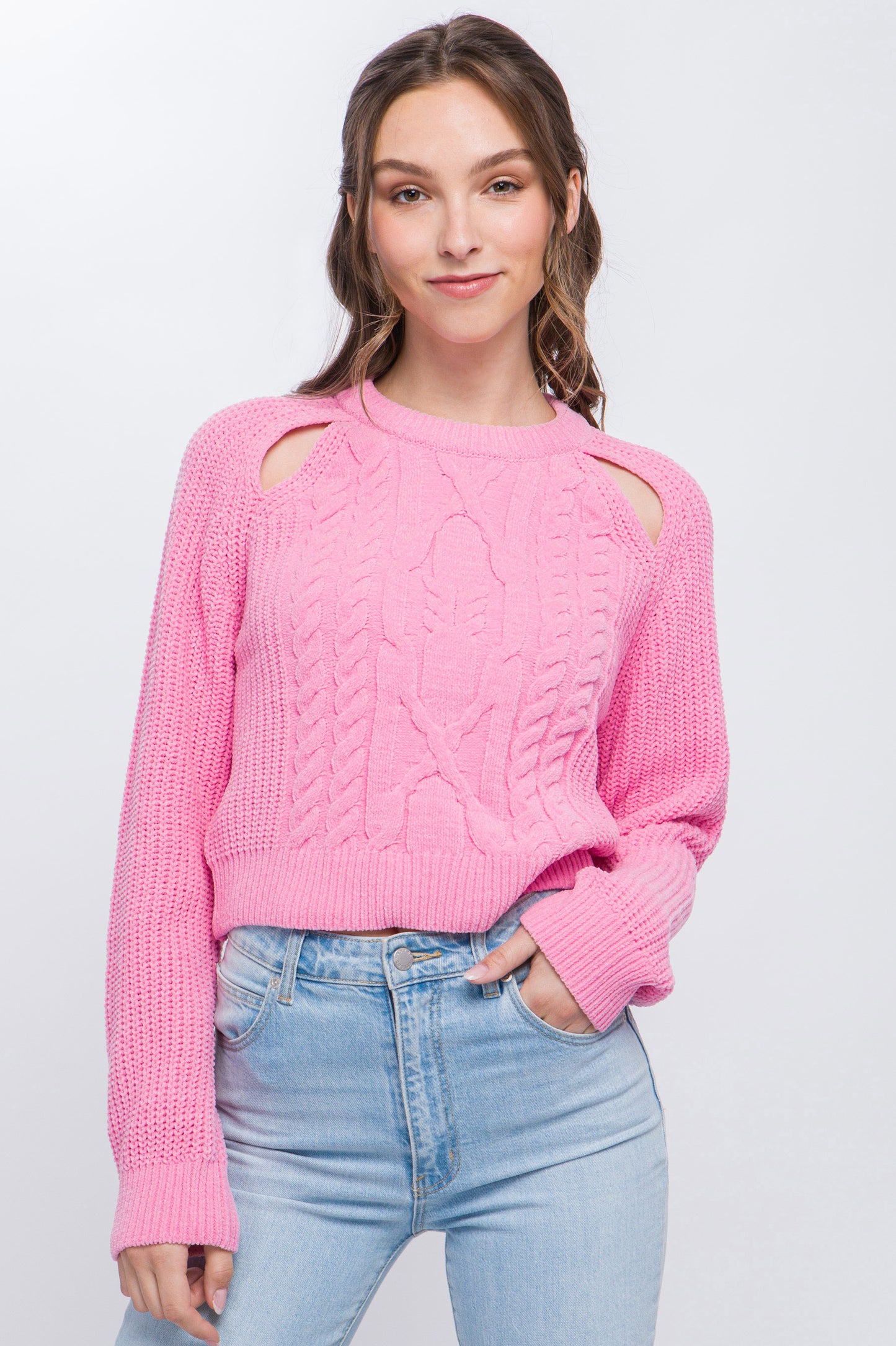 Knit Pullover Cold Shoulder Sweater