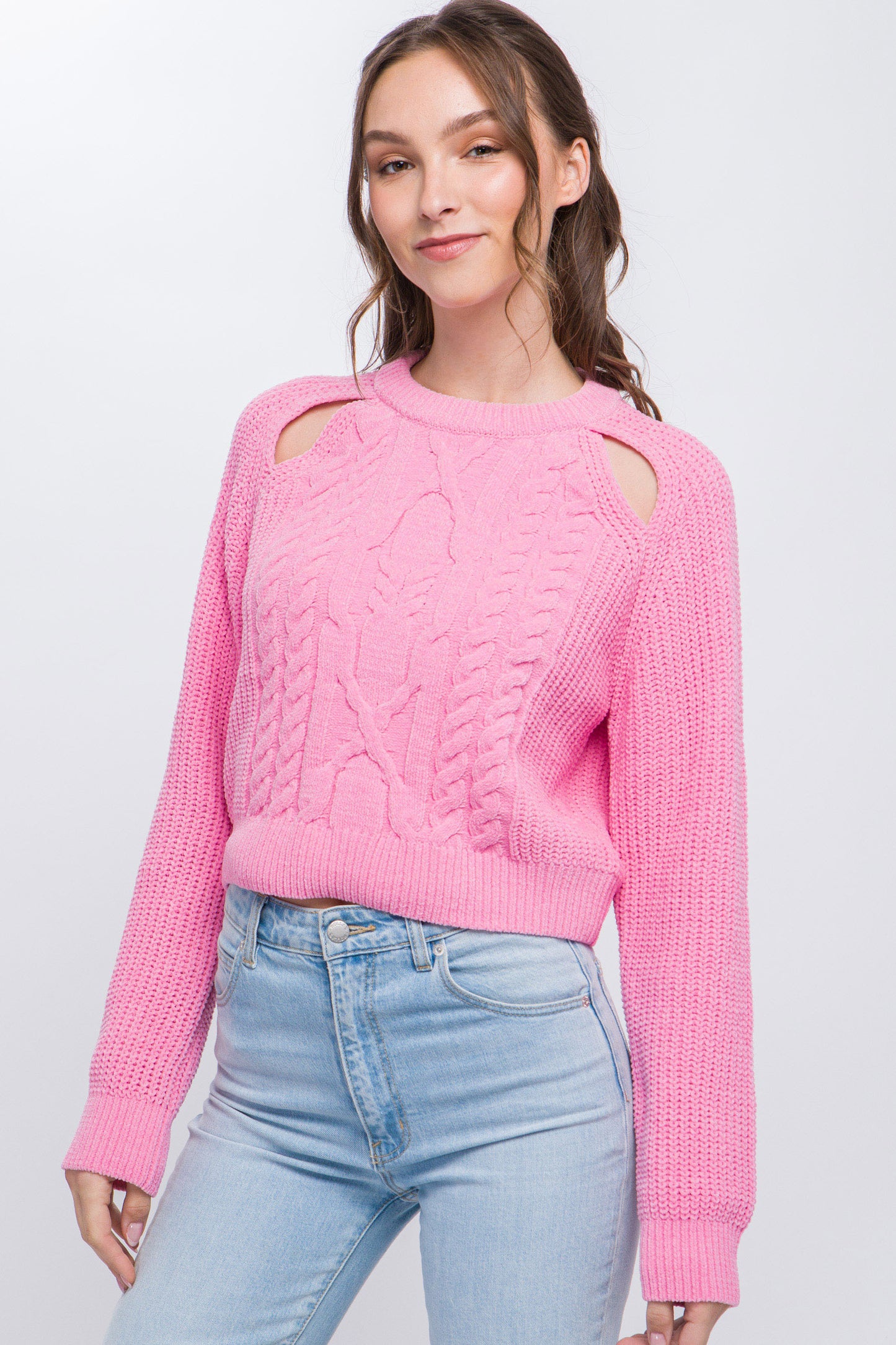 Knit Pullover Cold Shoulder Sweater