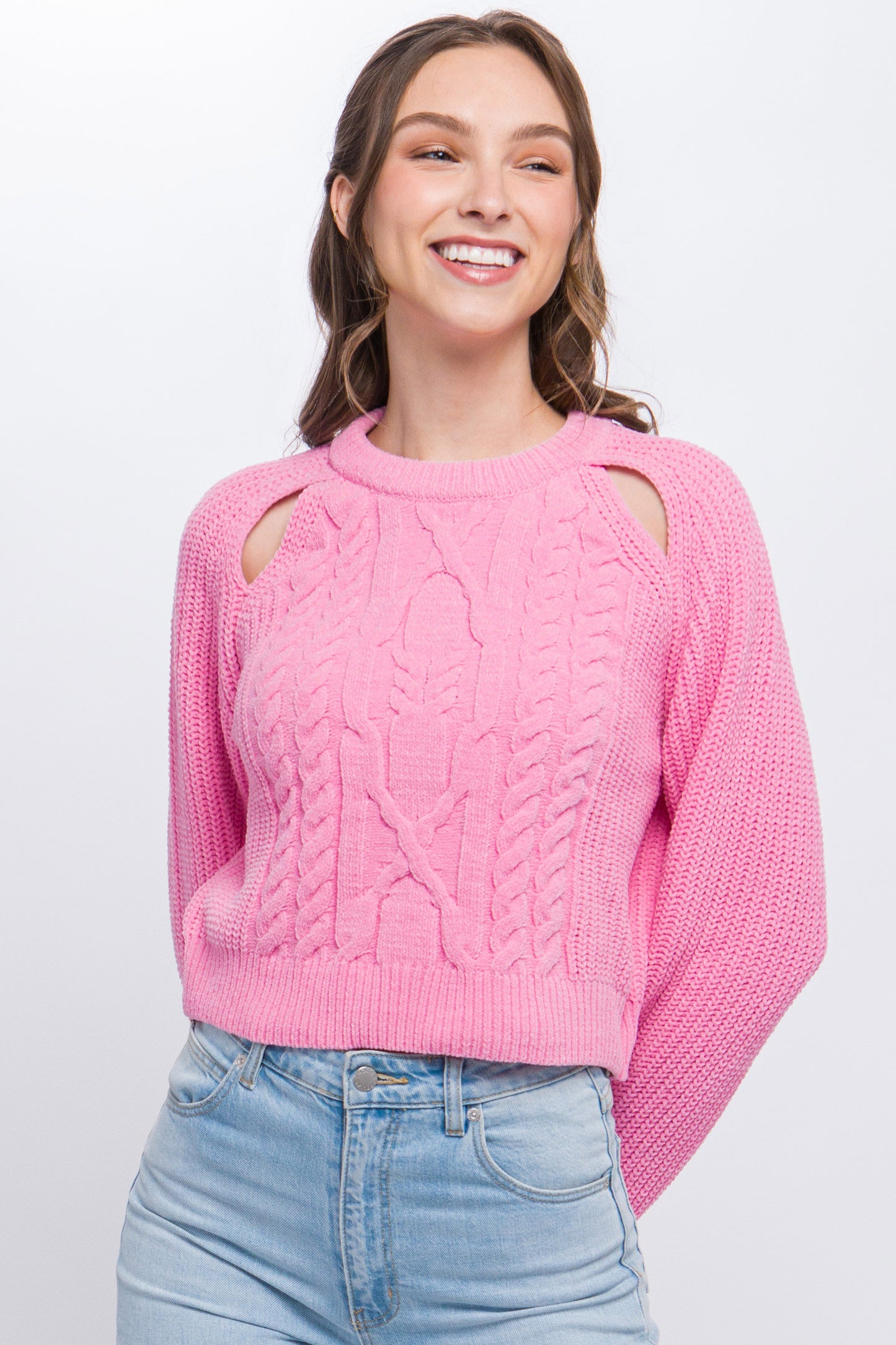 Knit Pullover Cold Shoulder Sweater