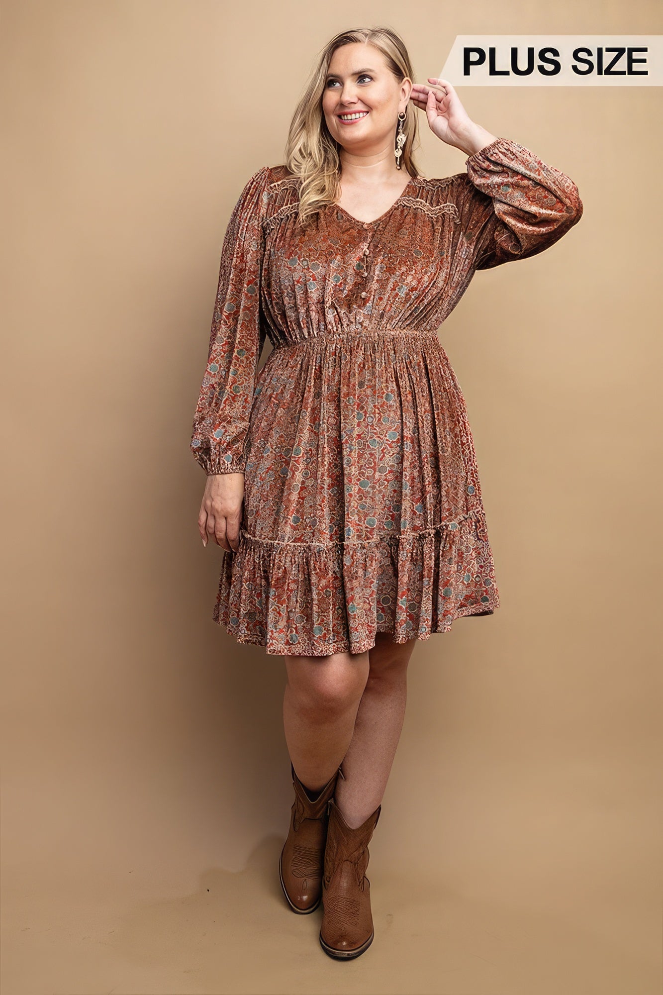 Printed Velvet Dress