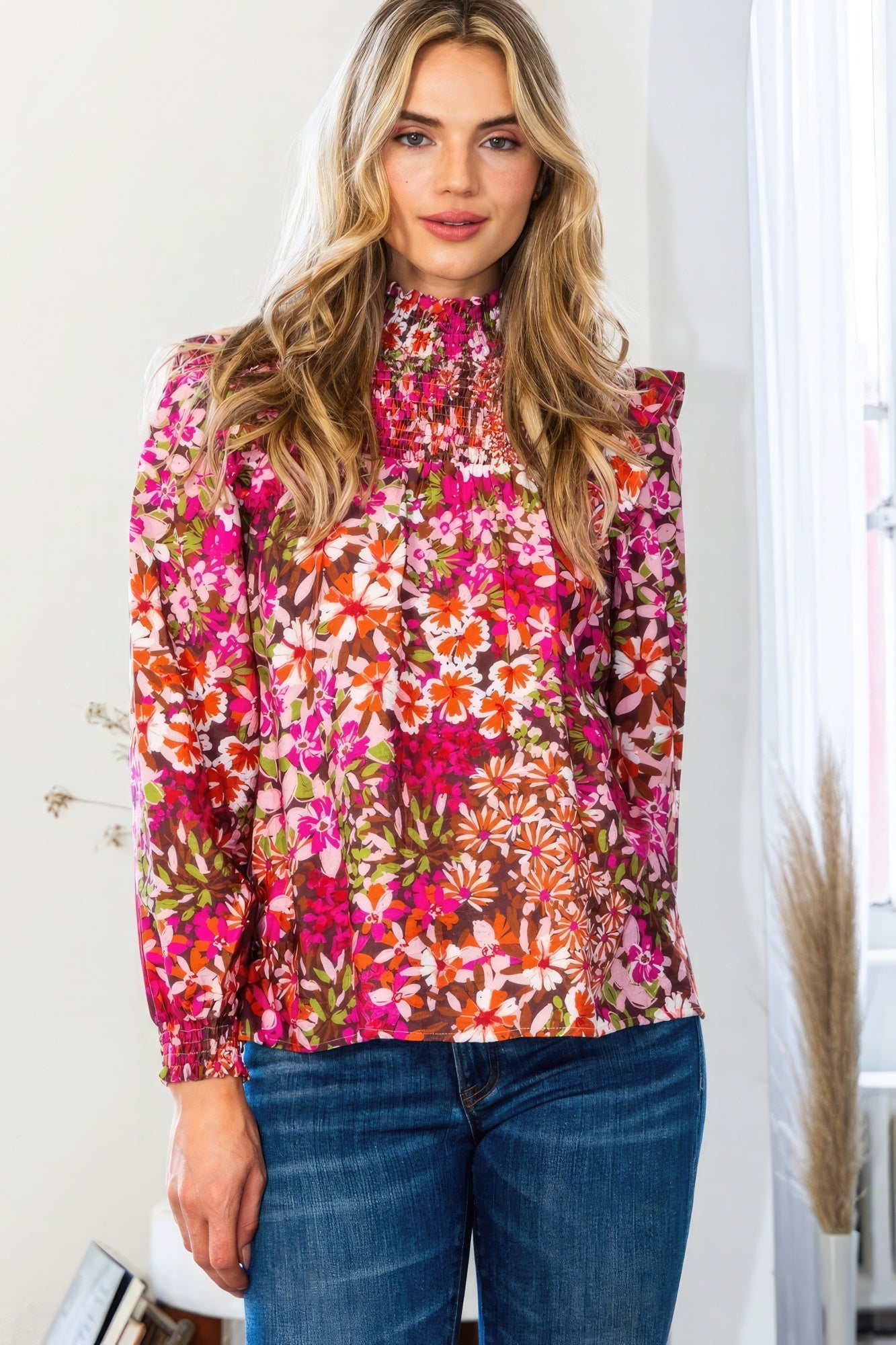 Floral Smocked Yoke Blouse