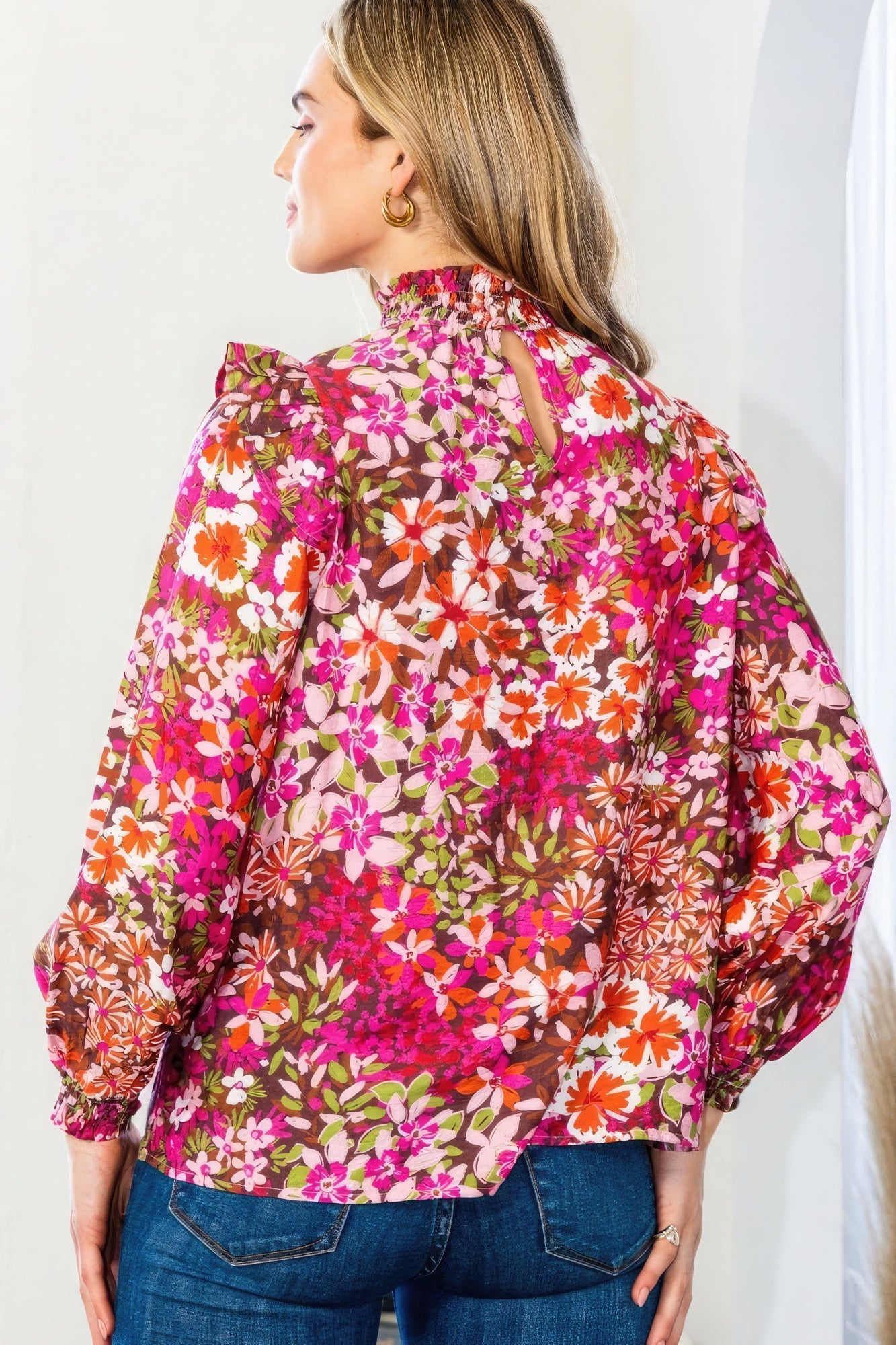 Floral Smocked Yoke Blouse