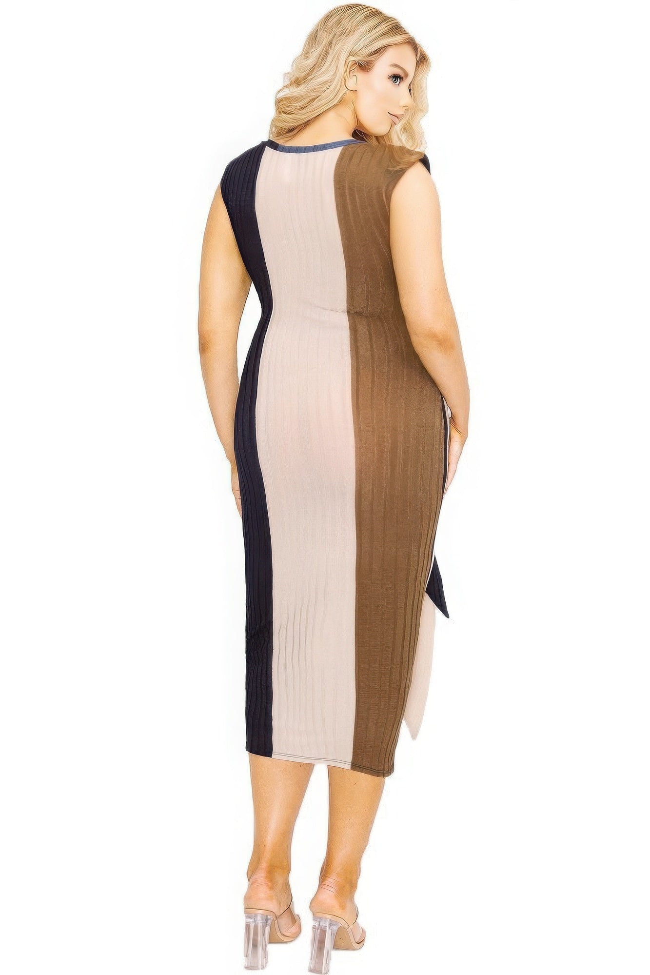 Knitted Colorblock Tie Dress