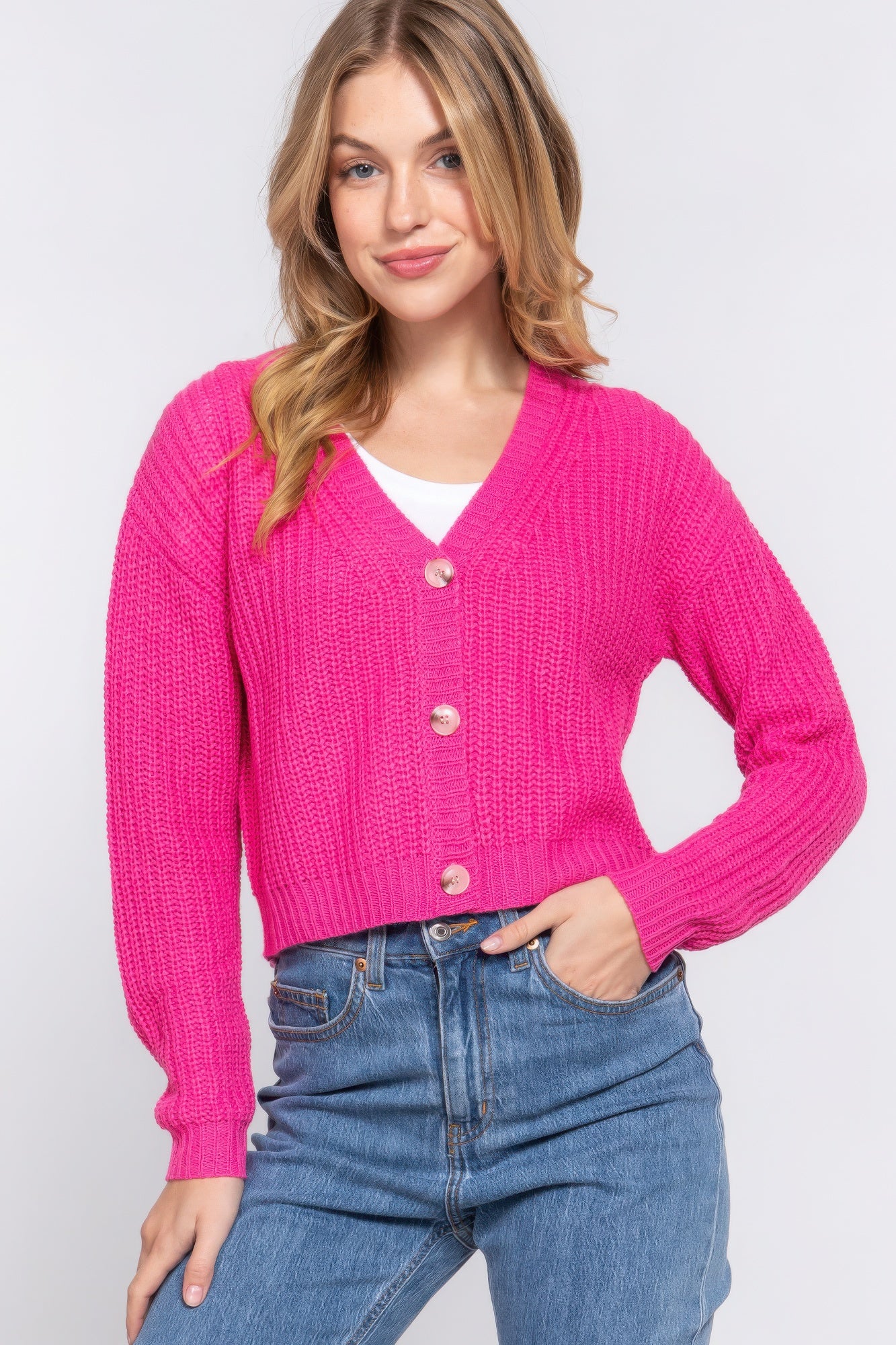 Long Slv V-Neck Sweater Cardigan