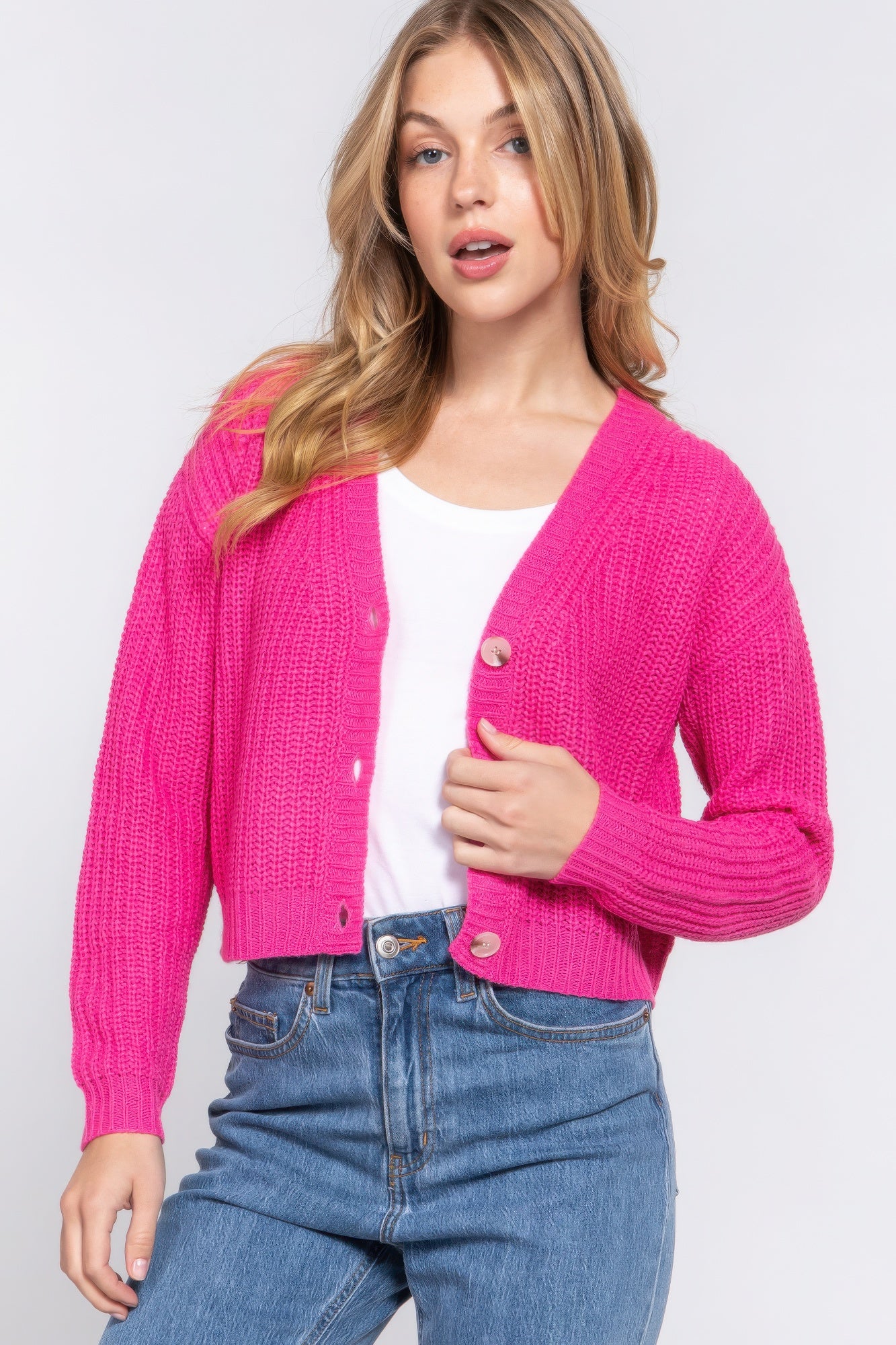 Long Slv V-Neck Sweater Cardigan