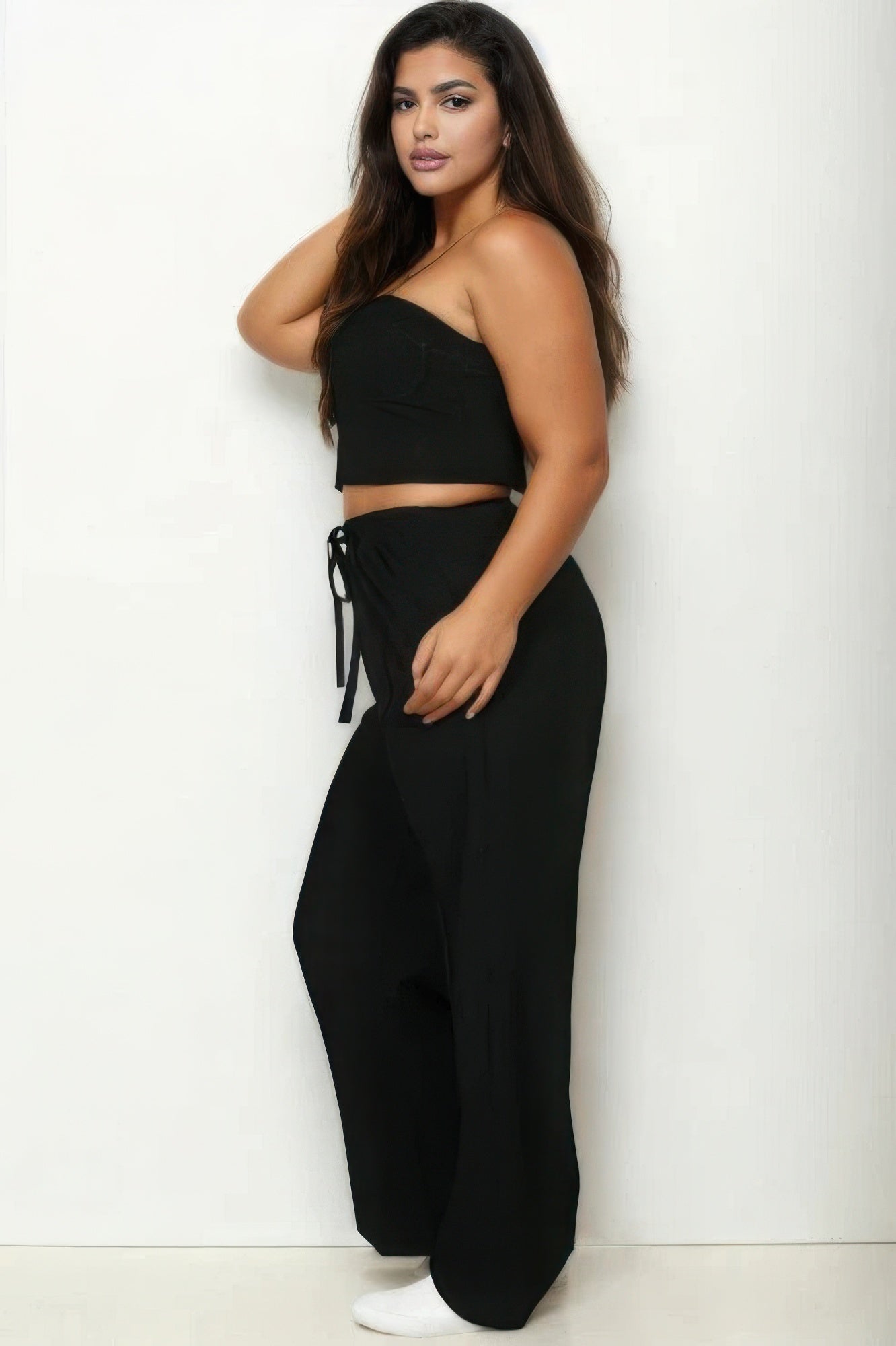 Bustier Crop Cami Top & Slant Pocket Straight Pants