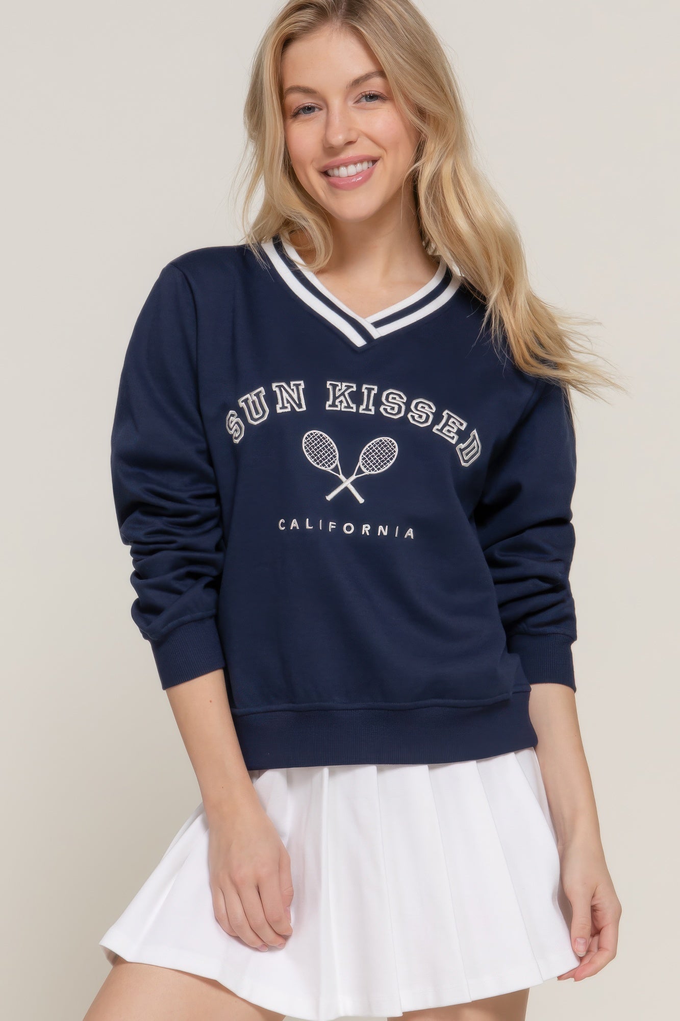 Long Slv Embroidered Sweatshirt