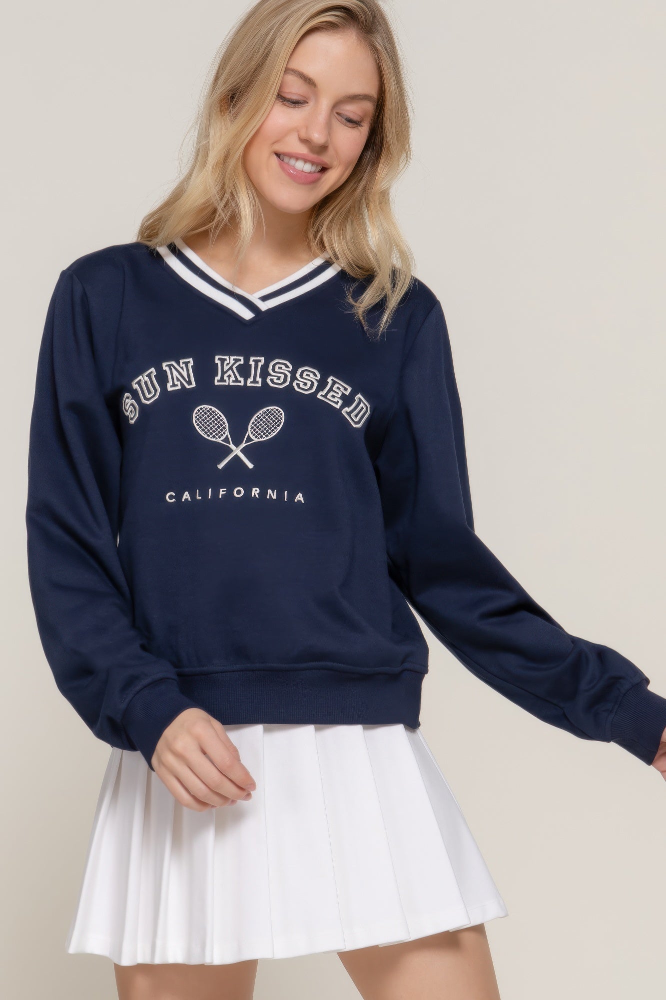 Long Slv Embroidered Sweatshirt