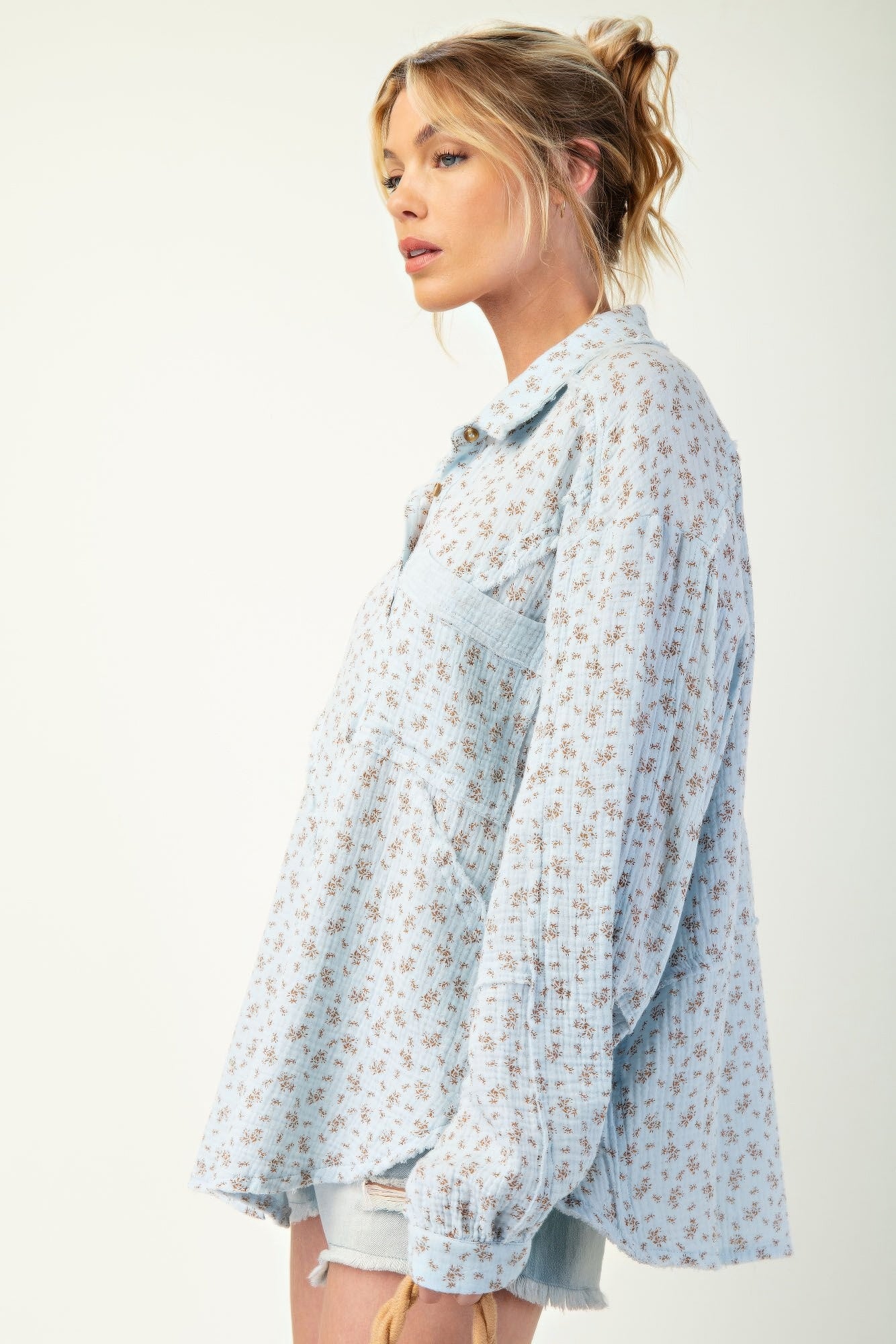 Printed Cotton Gauze Woven Shirt