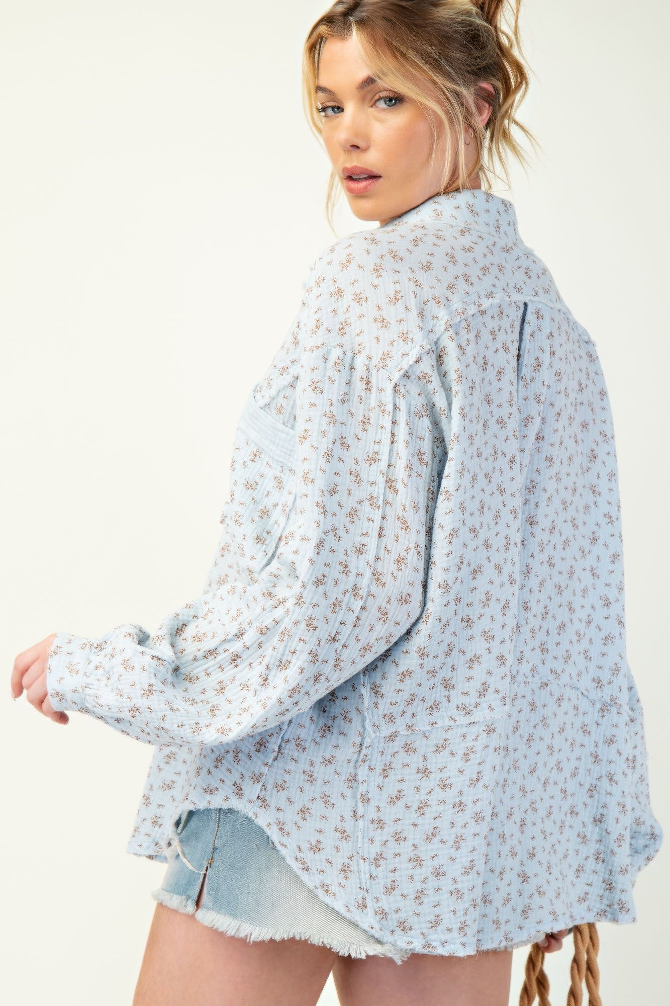 Printed Cotton Gauze Woven Shirt