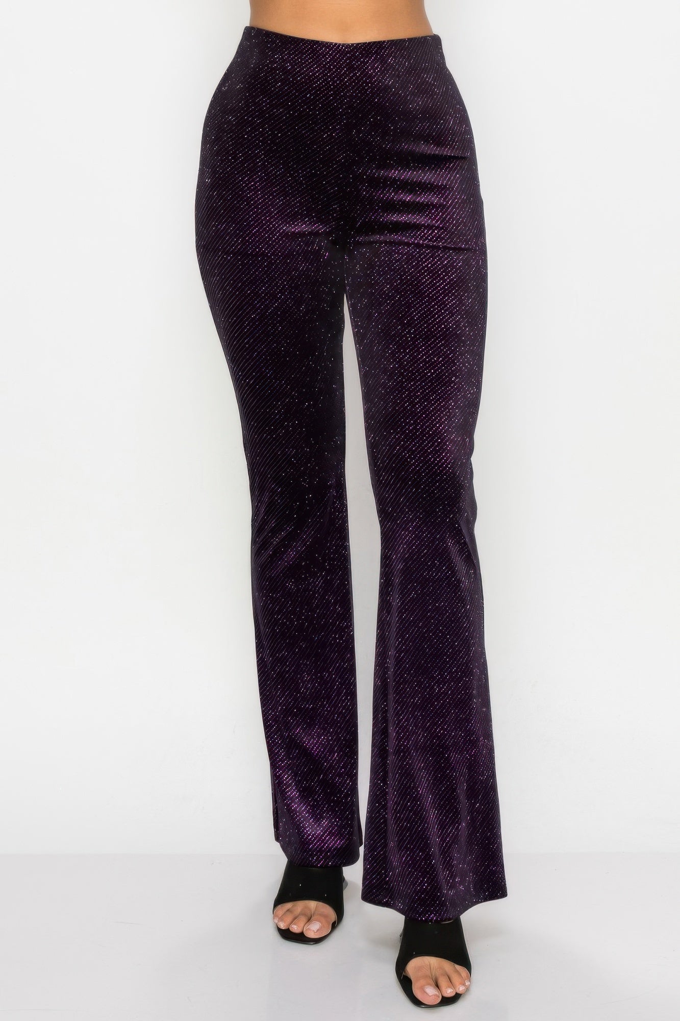 Glittery Flare High-rise Pants