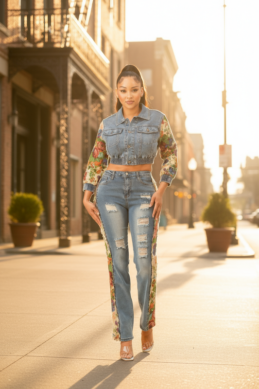 Tapestry Contrast Denim Set