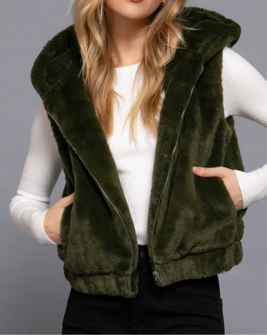 Hoodie Faux Fur Vest