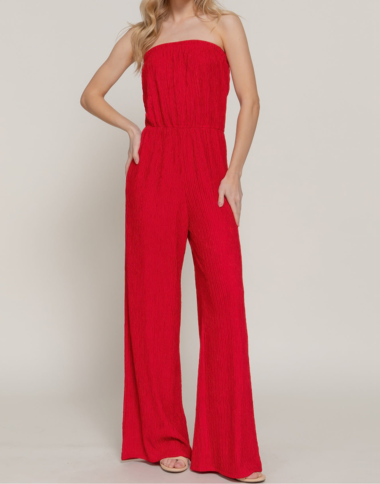 Crinkle Knit Tube Jumpsuit