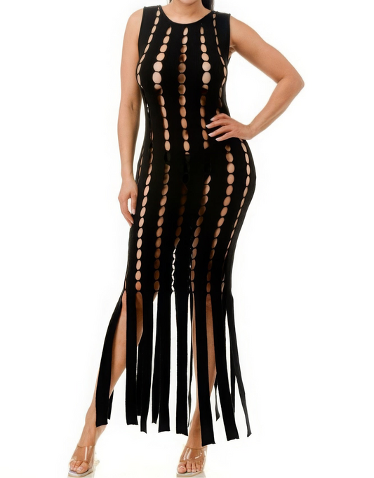 Cut Out Fringe Dress