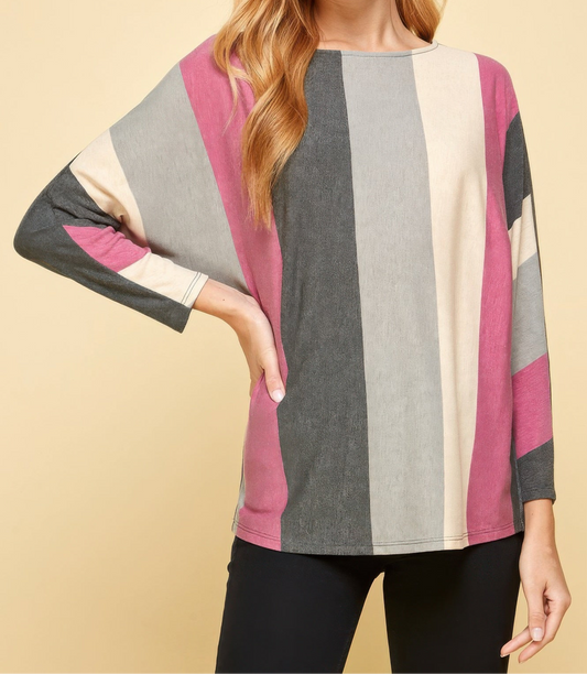 Striped Dolman Sleeves Top