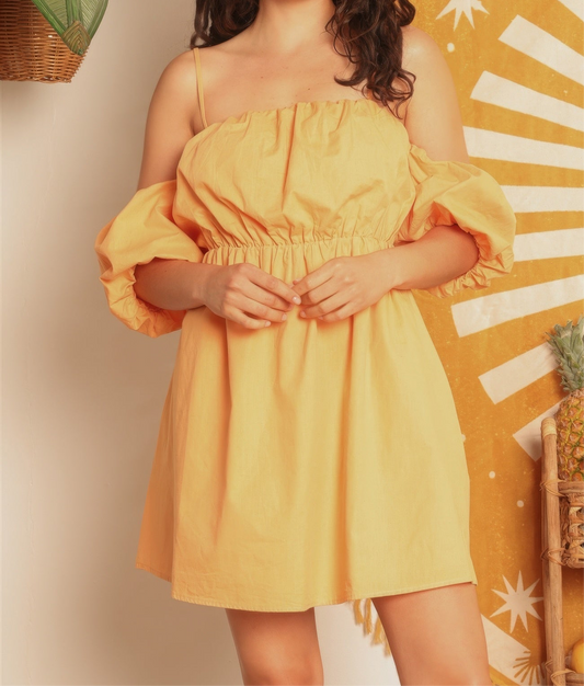 Mango Cotton Cold Shoulder Mini Dress