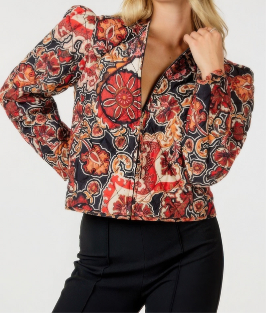 Zip Up Multi-print Jacket