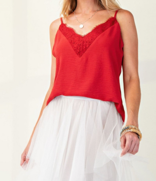 Laced Textured Poly Woven Camisole