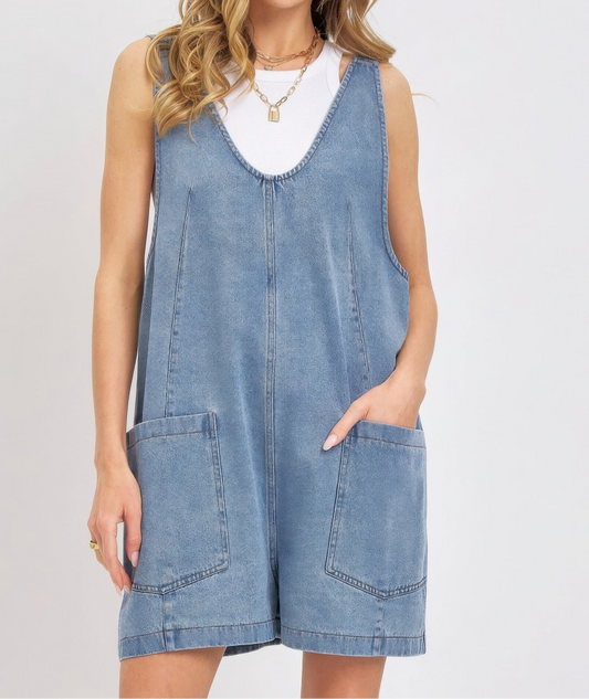 Summer Denim Overall Romper