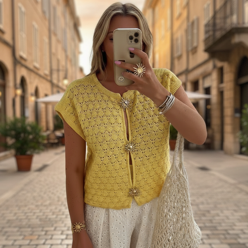 Crochet Button Front Sweater